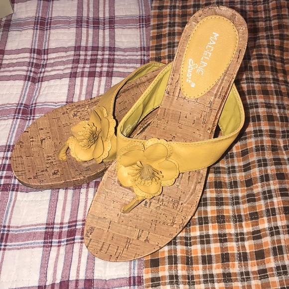Madeline Stuart Shoes - Price Reduced Cute Cork Style Wedges with Yellow